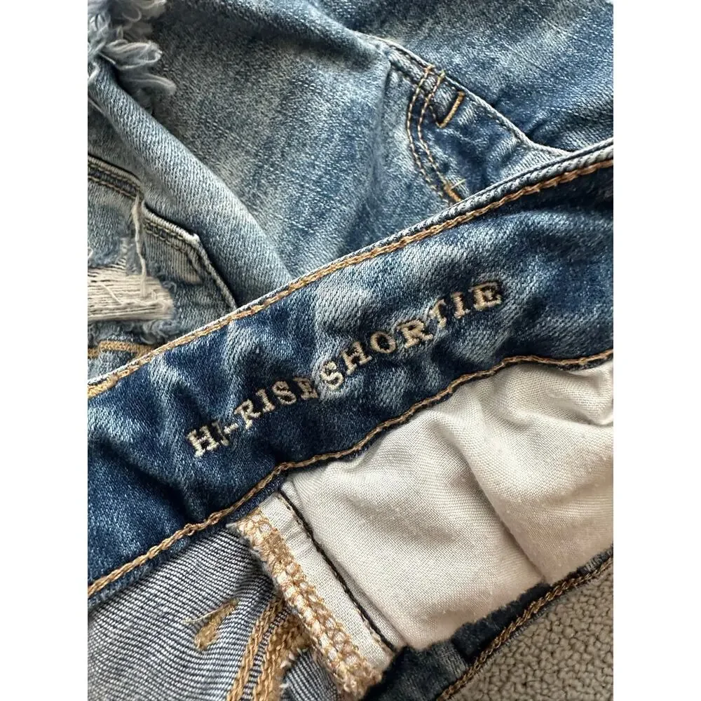 American Eagle‎ Hi-Rise Shortie Distressed Denim Shorts Size 25 Light Wash